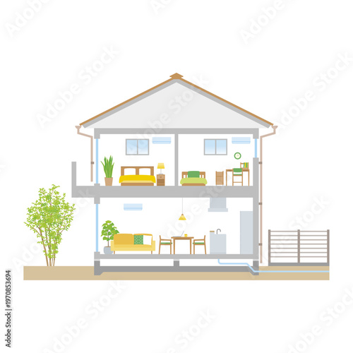 Cross Section Illustration of a Detached House