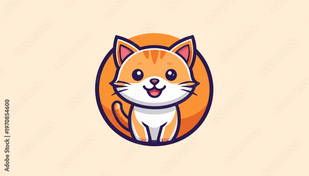 Obraz premium Charming and Playful Feline Character Mascot Logo Design for a Cute and Friendly Brand Identity