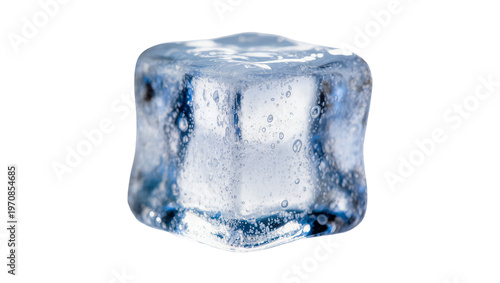 Clear jagged ice cube reflecting light, showing frozen water texture