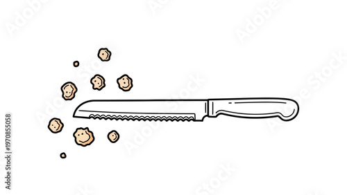 Kitchen Knife with Garlic.