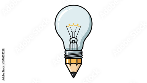 Light Bulb Pencil Illustration.
