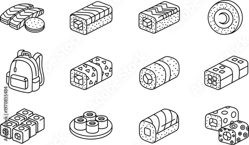 Sushi Vector Illustration Showing Food Icons