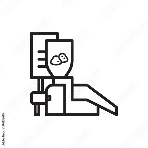 Bagged pelletizer icon symbolizing material processing, represents bulk bagging hardware, pellet extrusion tools, motorized packing gear, automated filling systems, and industrial warehouse logistics.