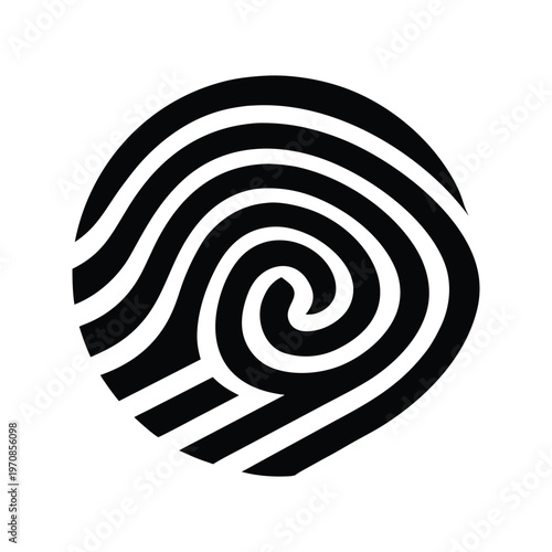 Fingerprint Logo Icon – Simple Solid Vector Identity Symbol