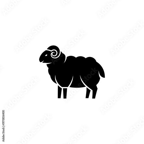 Simple Black Silhouette of a Ram Standing