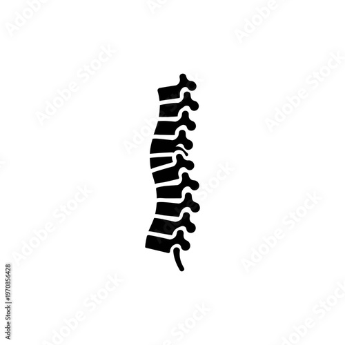 Stylized Black and White Human Spine Icon Illustration