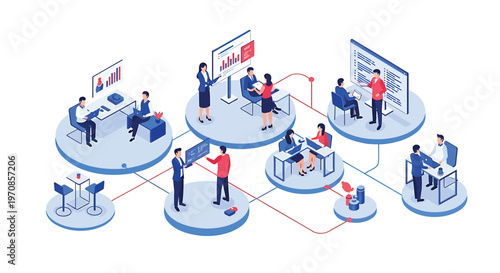 Business people network, teamwork, communication, office workflow, collaboration icons