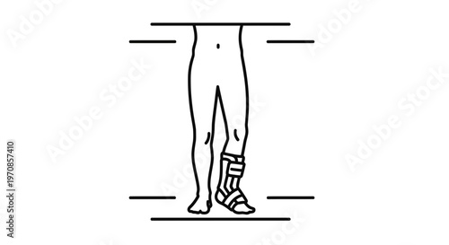 Ankle Brace on Leg, Medical Support for Injury Recovery, Rehabilitation Aid