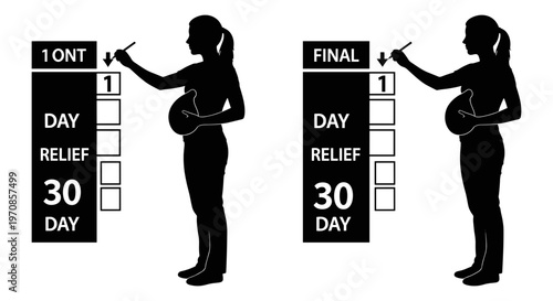 Comparison of pregnancy relief timelines between first and final stages Vector, illustration
