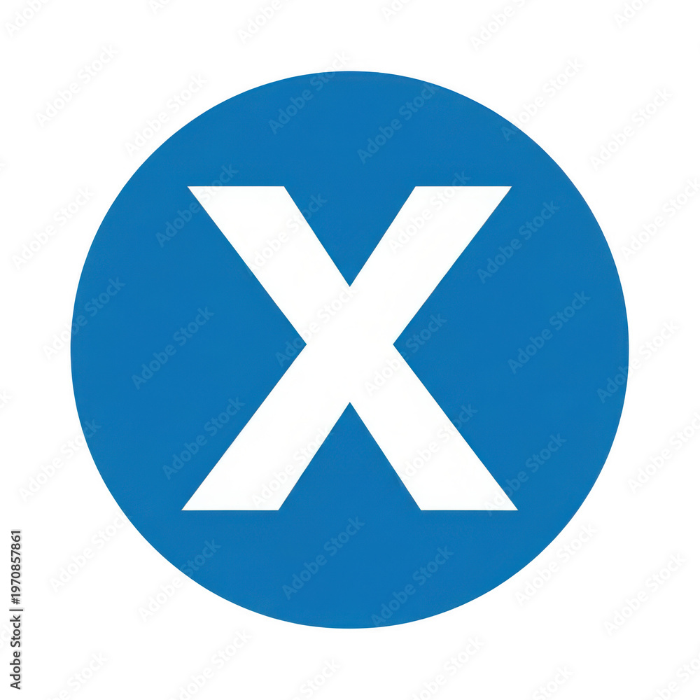 Fototapeta premium A bold white letter x centered inside a vibrant blue circular shape for modern graphic design use