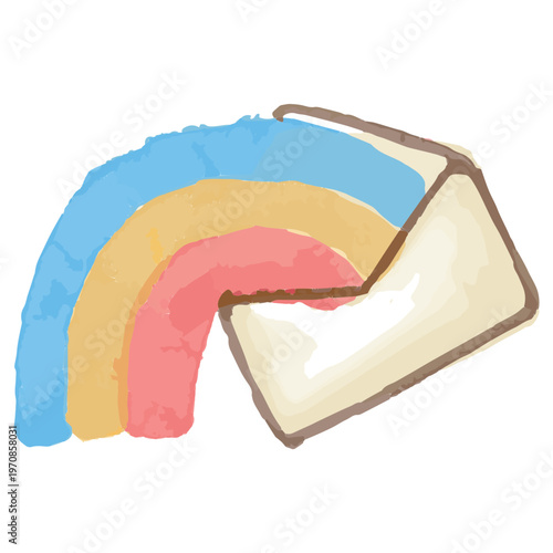 わんぱく水彩シリーズ 幼稚園・保育園向け 封筒と虹のアイコン お問い合わせ