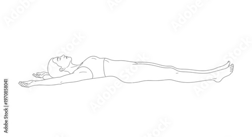 Woman lying down in corpse pose, yoga, meditation, relaxation, wellness, healthy lifestyle