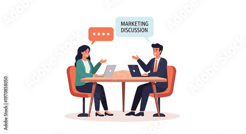 Business meeting, marketing discussion, people talking, office conversation, teamwork vector
