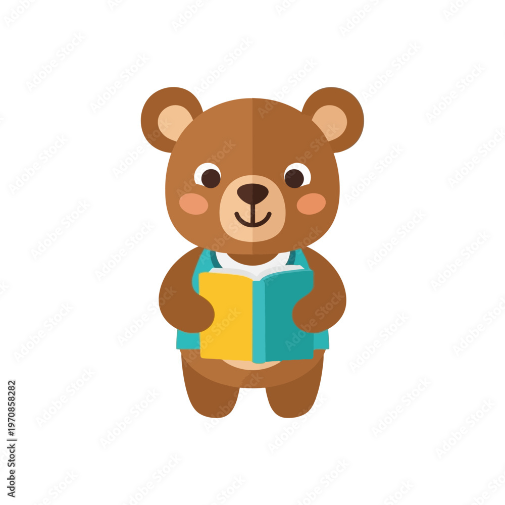 Fototapeta premium Brown bear holding a book.