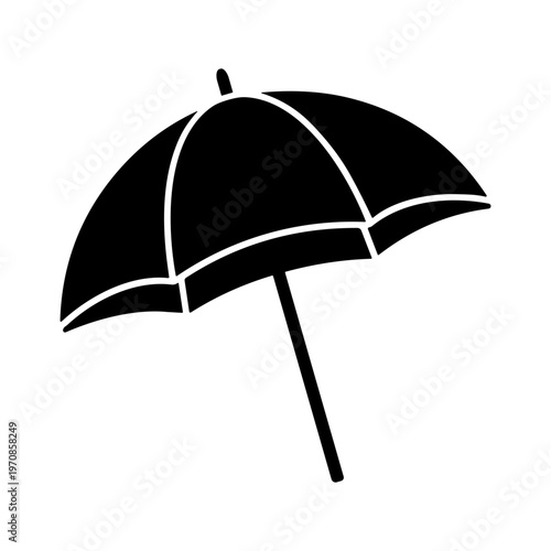 Black umbrella silhouette icon isolated on white background for weather and travel concepts