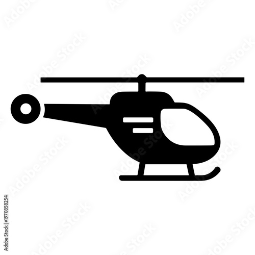 Black helicopter silhouette icon illustration isolated on white background
