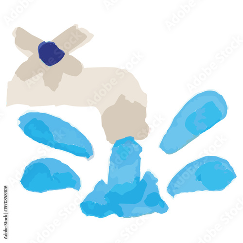 わんぱく水彩シリーズ 幼稚園・保育園向け 蛇口のアイコン 手洗い・衛生