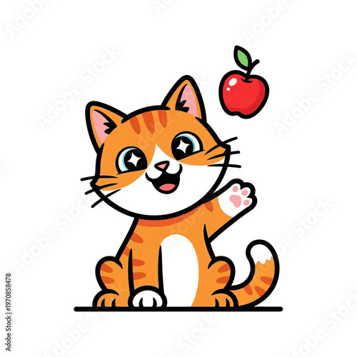 Cartoon orange cat with white paws.