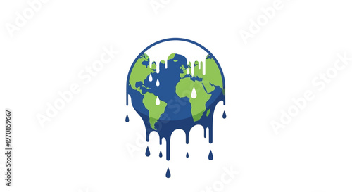 Earth with melting blue green globe.
