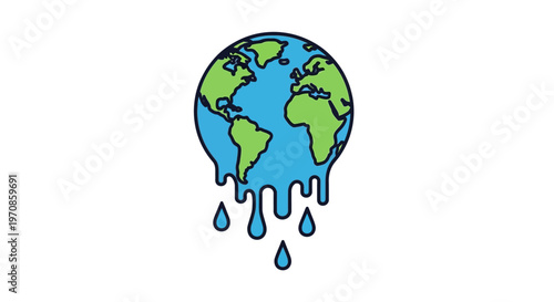 Earth with melting globe and drips.