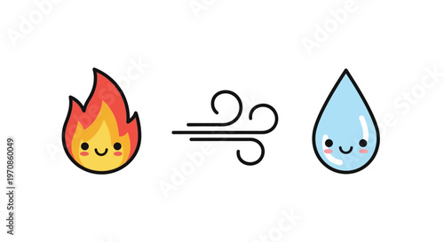 Fire Wind Water Cartoon Elements.