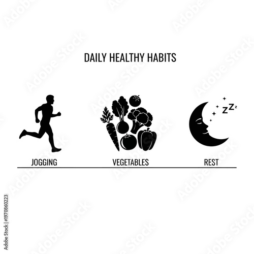 Healthy lifestyle habits icon set.