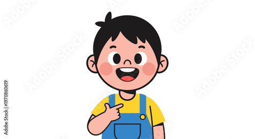 Smiling Boy Pointing to Himself Happy.