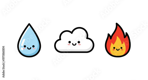 Smiling Water Cloud Fire Elements.