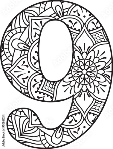 Beautiful English number design and style 9