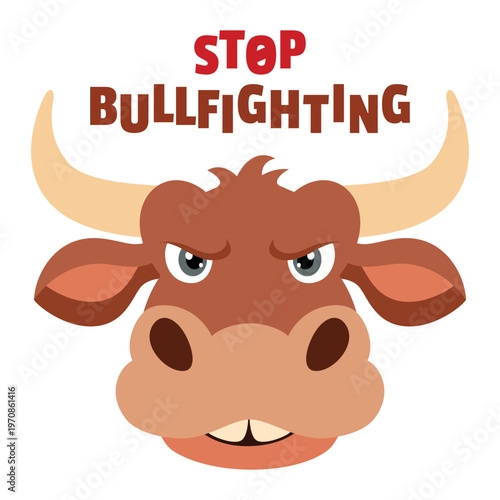 Stop Bullfighting Concept Cartoon Illustration