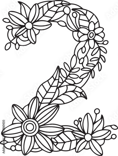 Beautiful Black color English number design 2