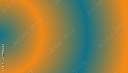 Abstract colorful orange gradient dark green concentric circles over blurred newspaper background with vibrant gradient light pattern