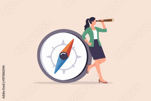 Woman with Compass and Binoculars