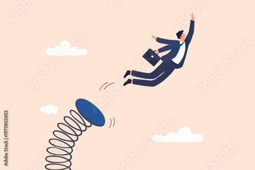 Business Man Jumping High