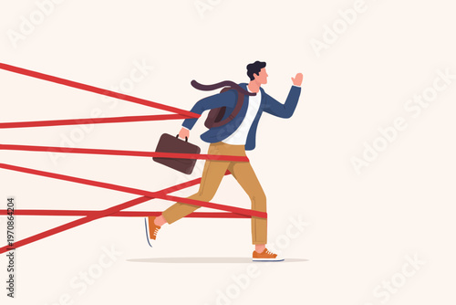 Man Running Through Red Lines