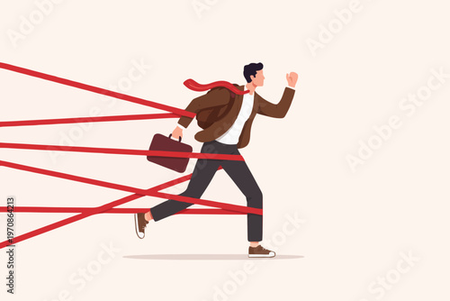 Man Running Through Red Lines