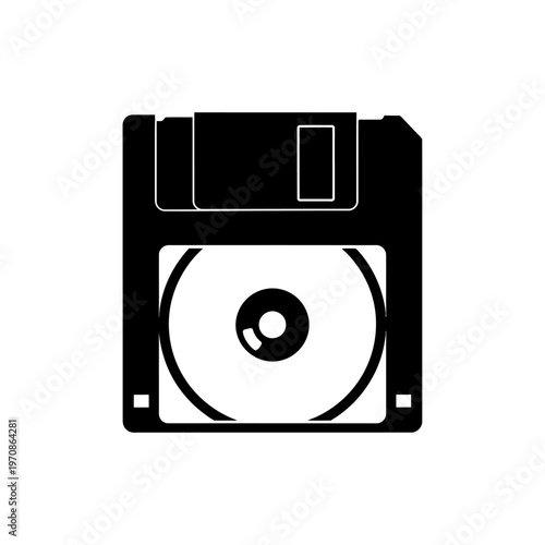 Black and white floppy disk icon.