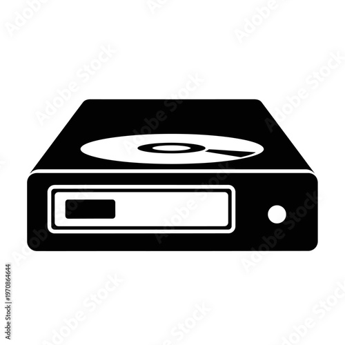 Black DVD player with disc.