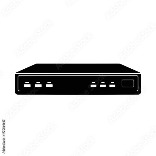 Black electronic device with ports.