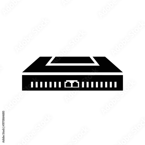 Black electronic device with ports.