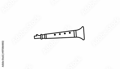 Simple Line Drawing of a Clarinet on White Background