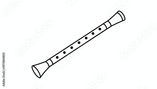 Simple Line Drawing of a Clarinet or Recorder Musical Instrument