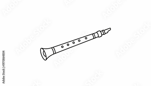 Simple Line Drawing of a Clarinet on White Background