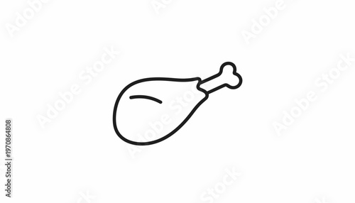 Simple Line Drawing of a Cooked Chicken Leg Drumstick Icon