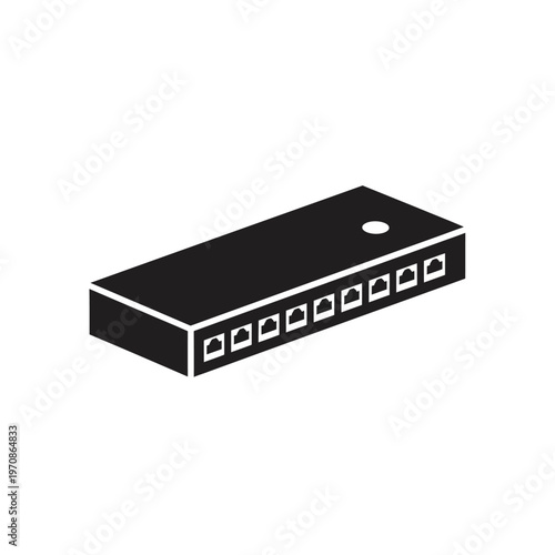 Black Network Switch Device Closeup.