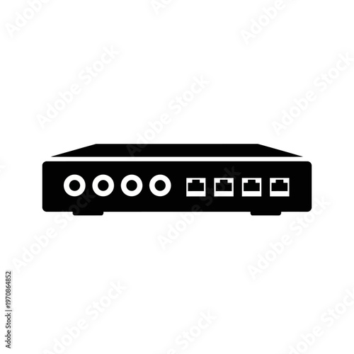 Black Network Switch Device Front View.