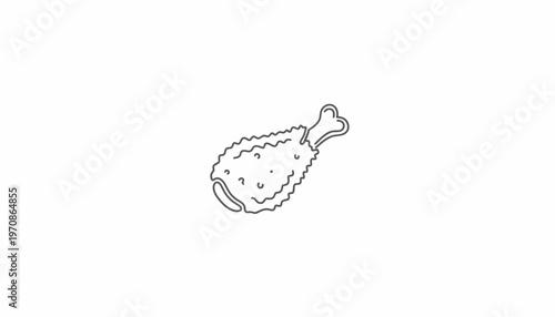 Simple Line Drawing of a Fried Chicken Leg, Minimalist Food Icon