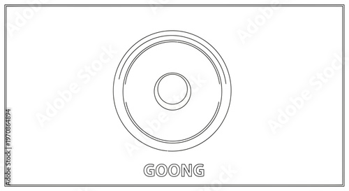 Simple Line Drawing of a Gong with Text 'GOONG' Below