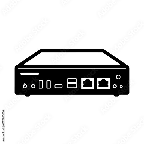 Black Router with Various Ports.