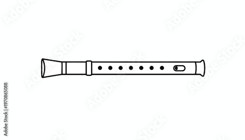 Simple Line Drawing of a Recorder Musical Instrument